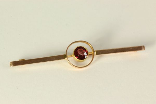 Gold and garnet stock pin