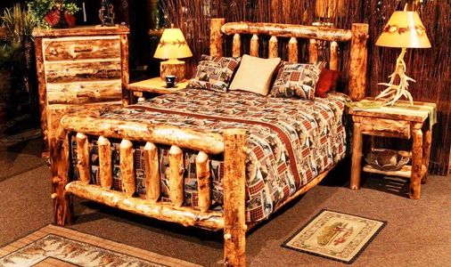 Aspen log beds, log beds, rustic furniture, bedroom furniture, lodge, cabin, cottage, lake home,