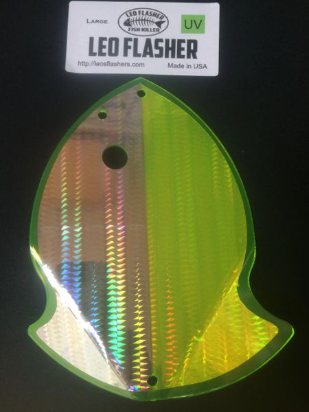 Large Leo Flasher UV Silver SnakeSkin on Chartreuse