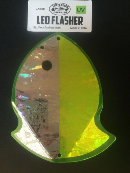Large Leo Flasher Silver Frost on Chartreuse