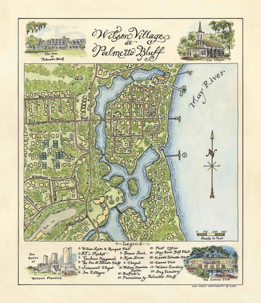 Map Of Palmetto Bluff Sc Wilson Village At Palmetto Bluff | Custom Maps For Sale | Custom Map Gifts  | Custom Map Art