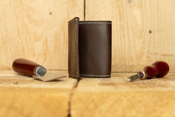 Chocolate Brown Trifold Leather Wallet by Jacob of Seventh Wonder Leatherworks