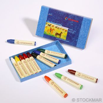Stockmar Wax Stick Crayons - 12 colours in cardboard box