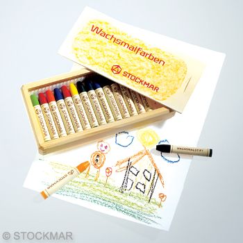 Stockmar Stick Wax Crayons - 16 colours in wooden box