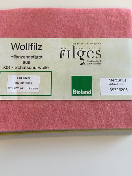 Bioland 100% Pure New Eco Wool Felt - 6 sheets - Pastel Colors