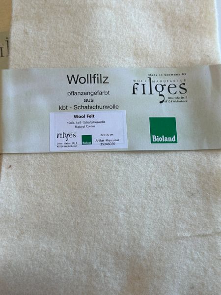 Filges Bioland Wool Felt- 5 sheets - Natural Color