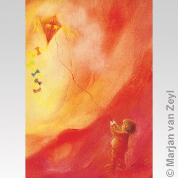 Kite Flying postcard, 1 piece