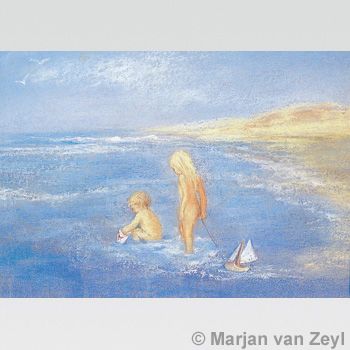 Playing by the Sea postcard, 1 pc