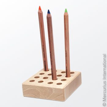 Wooden holder to fit 16 thick colour pencils