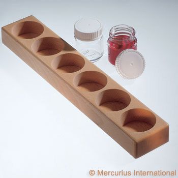 Wooden holder for 6 glass paint jars 50 ml (no jars)