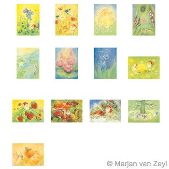 Assortment Nature and Mythical Creatures -13 Postcards - by Marjan van Zeyl