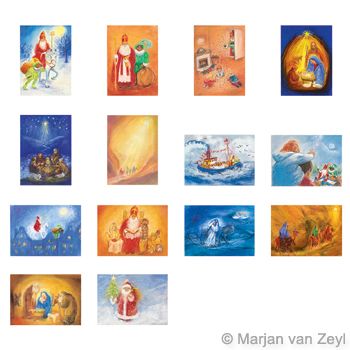 Assortment Seasons and Seasonal Festivals II - 14 Postcards - by Marjan van Zeyl