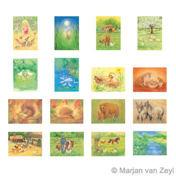 Assortment Animals - 16 Postcards - by Marjan van Zeyl