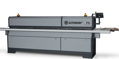 Altendorf F5 German-made edgebander with diamond-tipped pre-milling heads and corner-rounding 