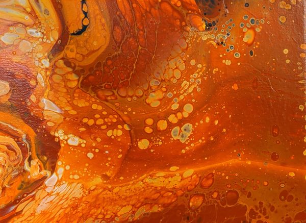 fluid abstract orange sacrifice acrylic pour