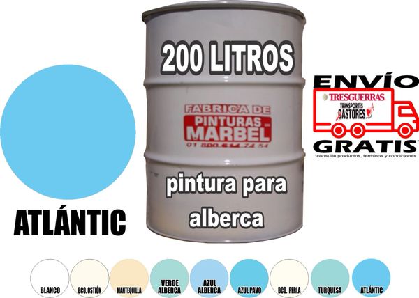 Pintura Para Alberca tambor de 200 Litros 9 Colores envio gratis*