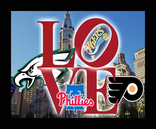 Philadelphia Sports Love Teams 5 .black and White 