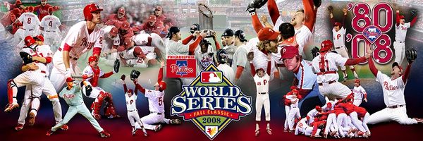 Phillies collage World series 2008 (20x60) Canvas Art,Gallery  Wrapped.1980-2008