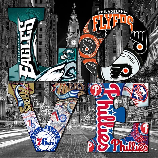 Philadelphia sports Love Teams 5 (12x12),Canvas Art ,Wall Art