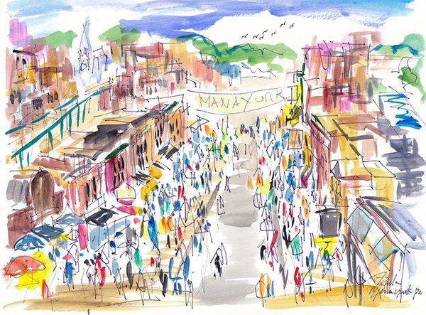 Original Watercolors Painting of Manayunk By the Artist Joe Barker