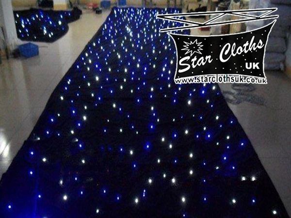 6 MTRS X 3 MTRS BLACK STAR CLOTH STARCLOTH STATIC BLUE AND WHITE LED LAMPS