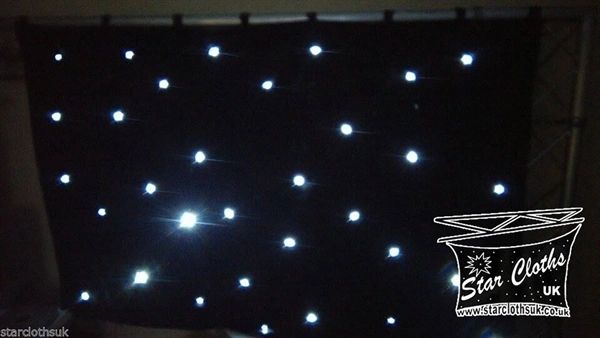 2MTR X 1MTR STATIC WHITE LED BLACK STAR CLOTH SKIRT