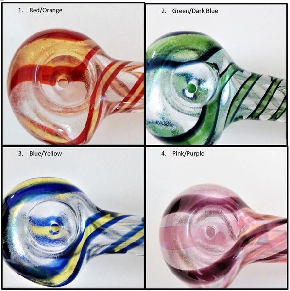 Glow in the dark glass pipes with dual swirl design - Various Colors