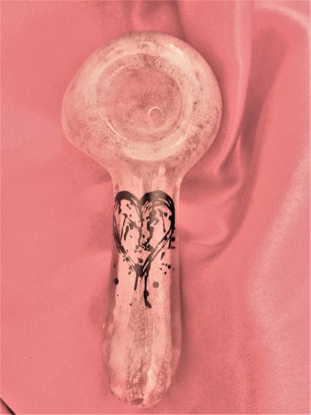 Graffiti Heart Glowprint Pink Glass Pipe * Limited Edition