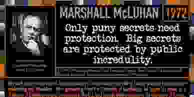 Marshall McLuhan quote in 1972 about keeping big secrets in the 401 Quote Card Series.