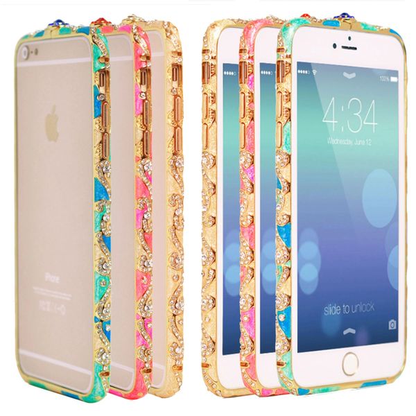 3D Luxury Crystal Diamond Bling Metal Case Cover Bumper For iPhone 6 and iPhone 6 Plus