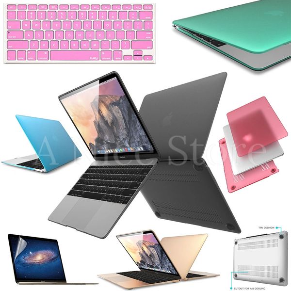 Hard Case for Apple The New Macbook 12 inch Retina Display Laptop + Screen Protector + Silicone Keyboard Cover Protector