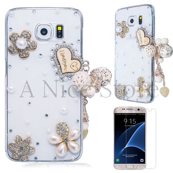 Samsung Galaxy S6 Luxury 3D New Bling Handmade Crystal Glitter "I Love You" Design Case