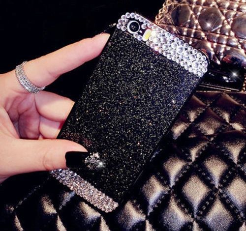 iPhone SE Glitter Bling Case,Luxury Slim 3D Bling Handmade Case for iPhone SE, Black