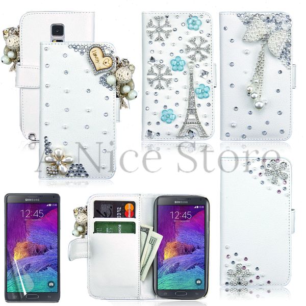 Samsung Galaxy Note 4 Luxury Magnetic Flip 3D Bling Handmade Leather Flip Wallet Case