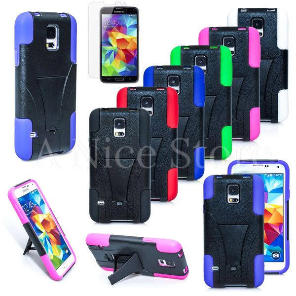 Samsung Galaxy S5 Heavy Duty Hybrid Rugged Hard and Soft Design Kickstand Case