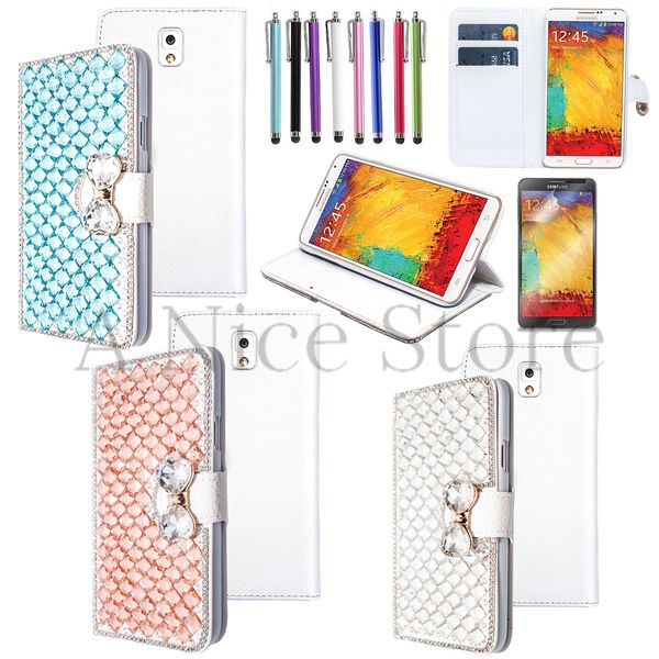 Samsung Galaxy Note 3 Luxury Magnetic Flip 3D Handmade Bling Gem Leather Flip Wallet Case