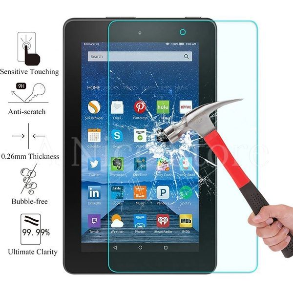 Amazon Fire 7" 5th Gen (2015) Tempered Glass Screen Protector, Bubble Free Scratch-Resistant