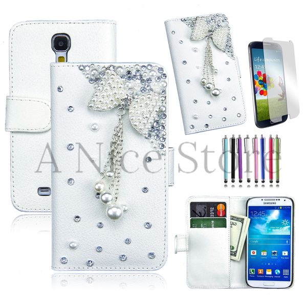 Samsung Galaxy S4 Luxury Magnetic Flip 3D Bling Handmade Leather Flip Wallet Case