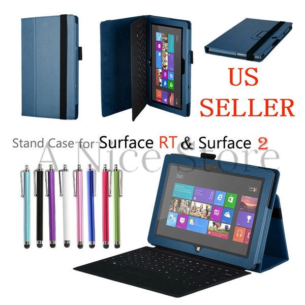 Microsoft Surface RT Surface 2 Tablet Premium PU Leather Folding Folio Stand Case