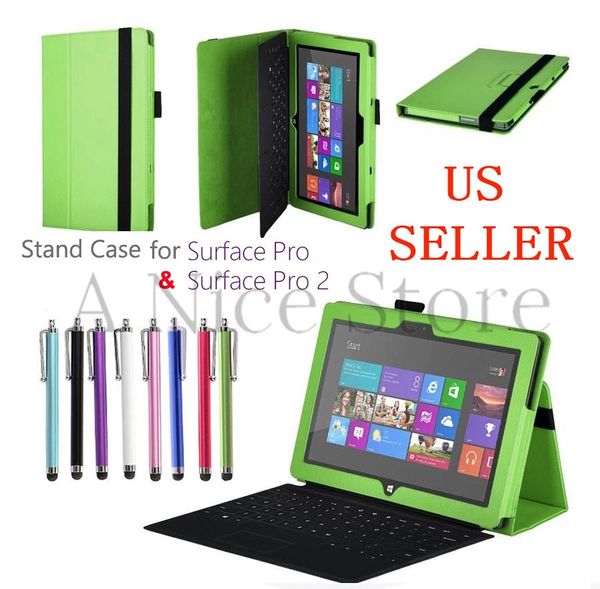 Microsoft Surface Pro and Surface Pro 2 Premium PU Leather Folding Folio Stand Case