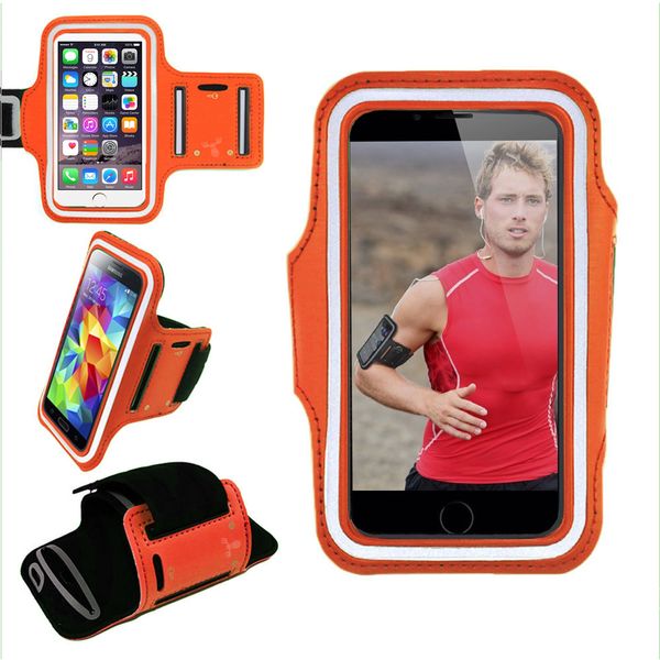 Armband, Universal Premium Water Resistant Jogging Sport Armband with Key Holder for Smart Phone, Orange