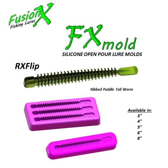 FX Mold -RXFlip Paddle Tail Worm (3, 4, 5, 6, 8) 0330 0340 0350 0360  0380 RX Flip
