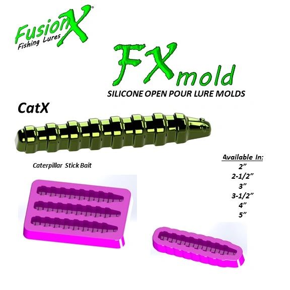 FX Mold - CatX Caterpillar Ned Rig Stick Bait (2, 2-1/2, 3, 3-1/2, 4,  5) 2320 2325 2330 2335 2340 2350 Cat X