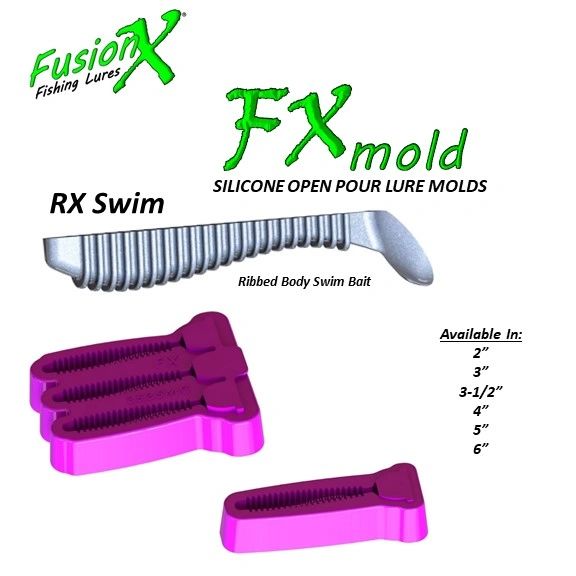 FX Mold - RX Swim - Rib Body Swim Bait (2, 2-1/2, 3, 3-1/2, 4, 5, 6,  8) 3520 3525 3530 3535 3540 3550 3560 3580 Swimbait