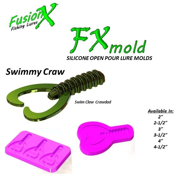 FX Mold - Slim Craw Crawdad Mold (2, 2-1/2, 3, 3-1/2, 4, 4-1/2, 5,  6, 8) 4020 4025 4030 4035 4040 4045 4050 4060 4080