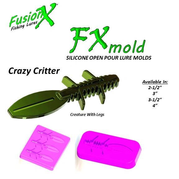 FX Mold - Crazy Critter Creature Lure ( 2-1/2, 3, 3-1/2, 4) 5225 5230  5235 5240