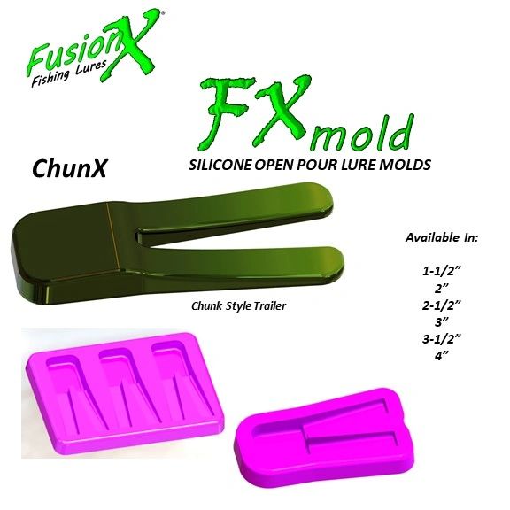 Fusion X - 1-1/2 ChunkX Soft Plastic Chunk Jig Trailer Bass Fishing Lure  Making Hand Pour Silicone Mold (Single Cavity) FusionX 7015SC