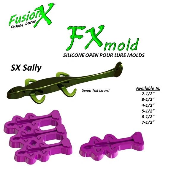 FX Mold - SX Sally Swimming Lizard Salamander Lure ( 2-1/2, 3-1/2,  4-1/2, 5-1/2, 6-1/2, 7-1/2) 8425 8435 8445 8455 8465 8475 SXSally