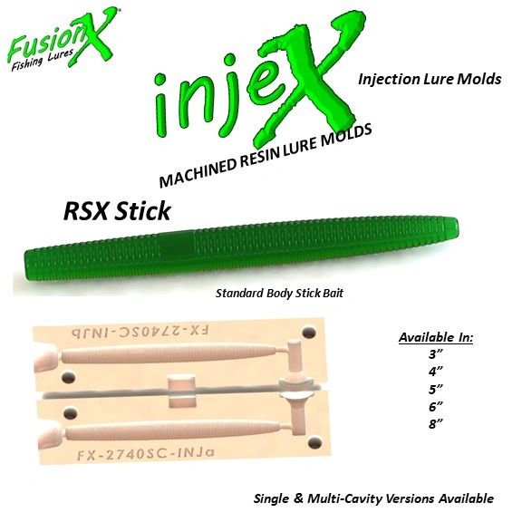 InjeX Injection Mold - RSX StiX Stick Standard Body Stick Bait ( 2-1/2,  3, 4, 5, 6, 7, 8, 10) 2725 2730 2740 2750 2760 2770 2780 27100