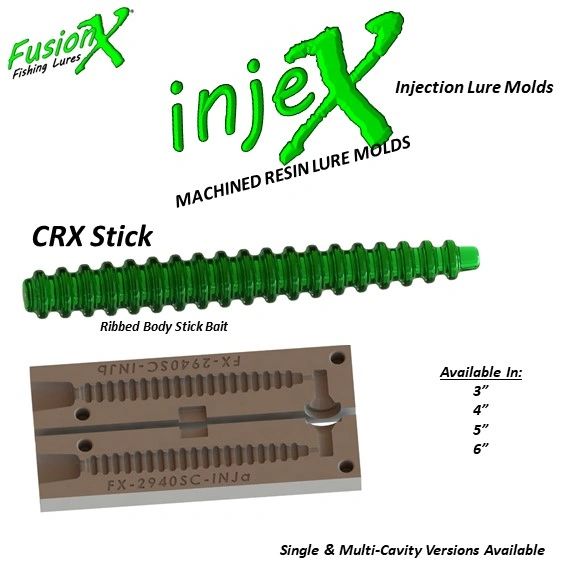 InjeX Injection Mold - CRX CrinkleX Rib Body Stick Bait Mold ( 3